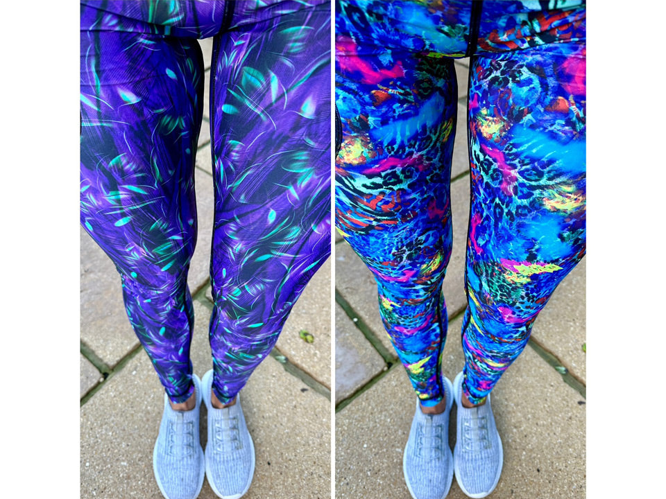 New Indigo Whispers and Sapphire Safari Activewear: High-Waisted Sports Leggings, Shorts, Skorts & Winter Leggings in Sizes 6-24