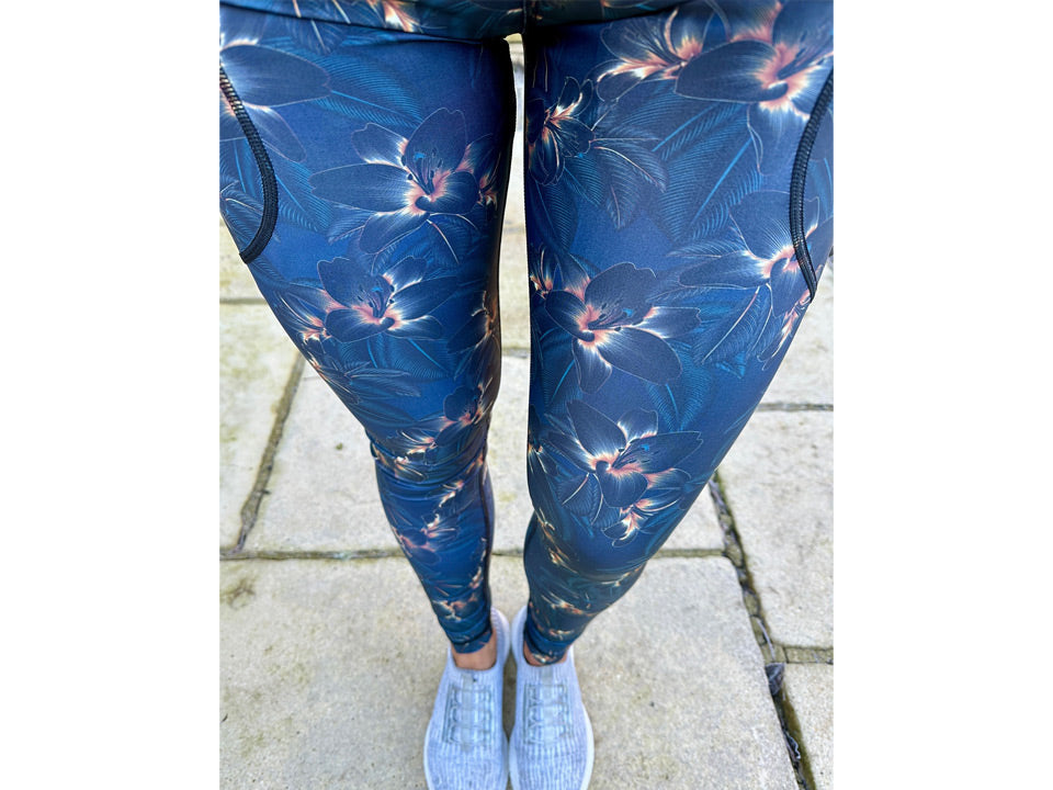 Step into elegance with the new Midnight Blooms Sports Leggings Collection