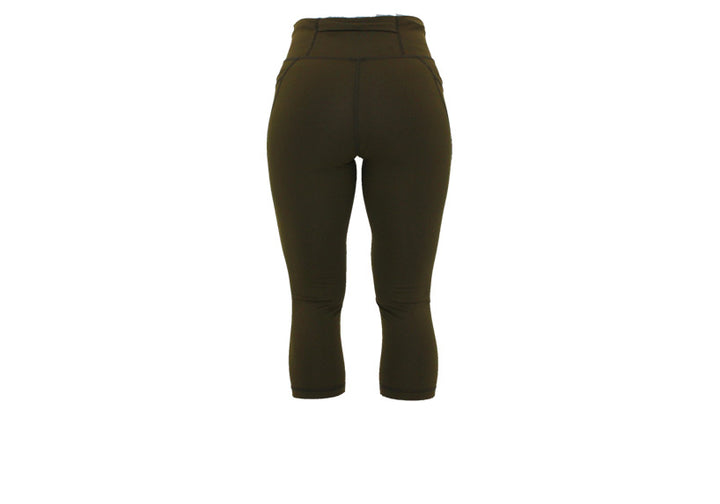 Capri Army Green Essentials Leggings with Thigh Pockets