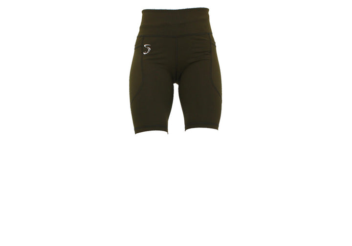 Army Green Essentials Long Shorts with Thigh Pockets