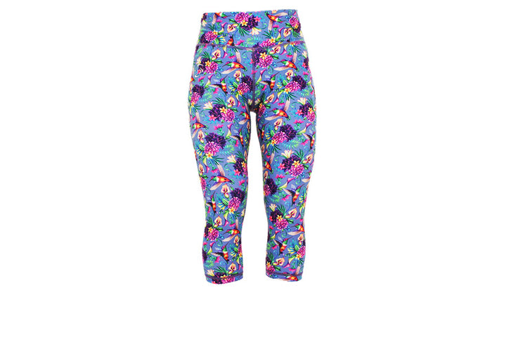 Capri Hummingbird leggings with pockets