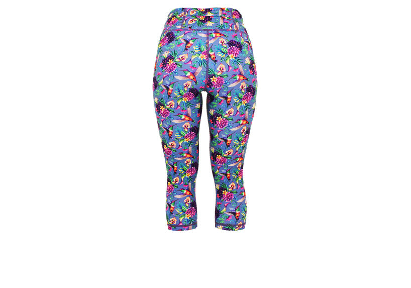 Capri Hummingbird leggings with pockets