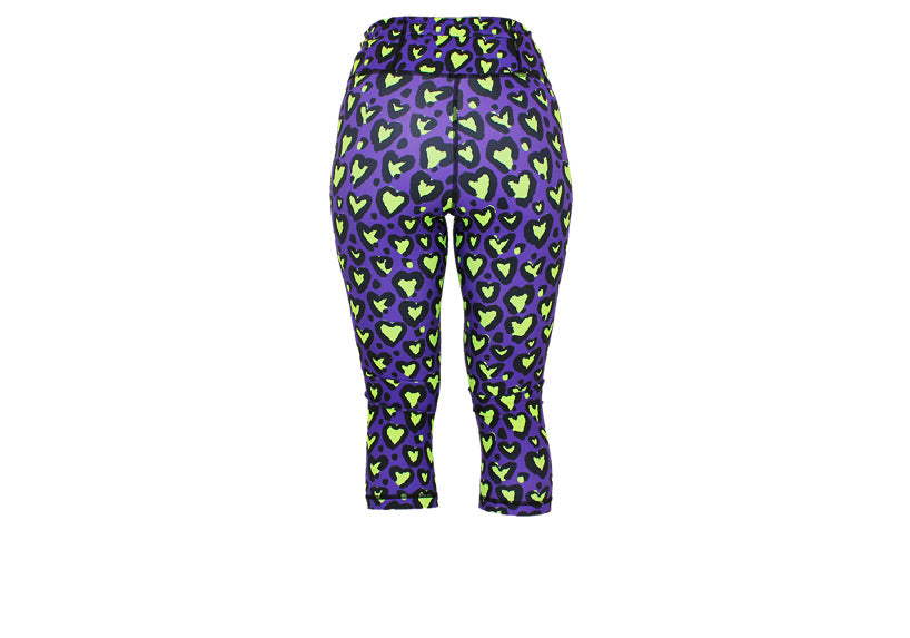 Capri Love Leopard Lime Leggings with pockets