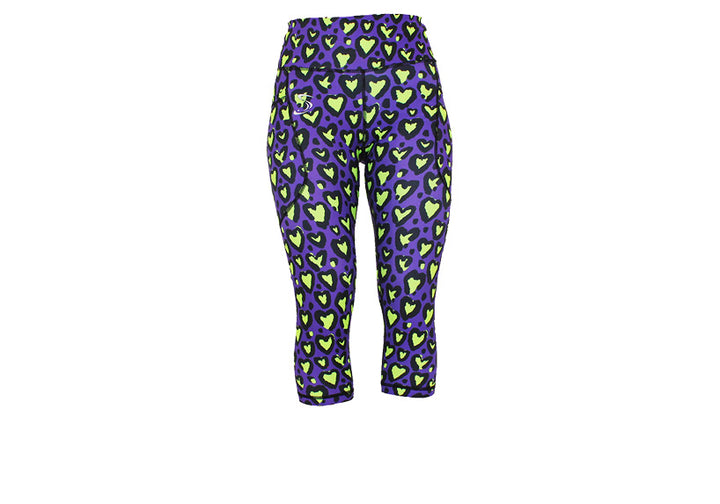 Capri Love Leopard Lime Leggings with pockets