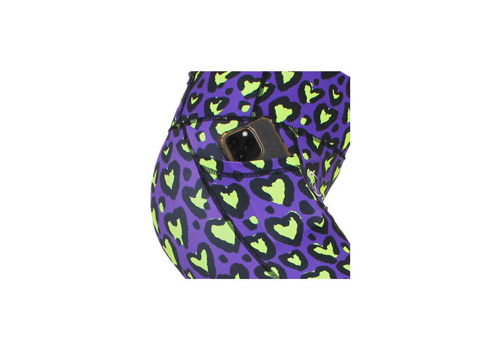 Capri Love Leopard Lime Leggings with pockets