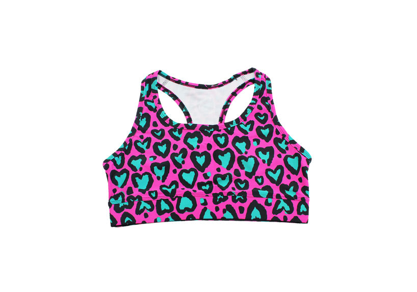 Love Leopard Turquoise Sports Bra