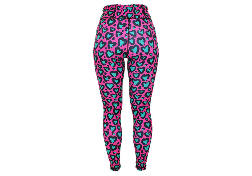 Love Leopard Turquoise leggings with pockets