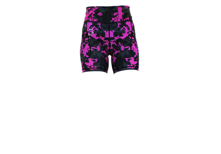 Magenta Camo Mid Shorts with pockets