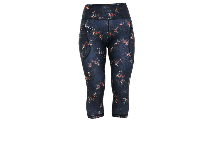 Capri Midnight Blooms Leggings with pockets