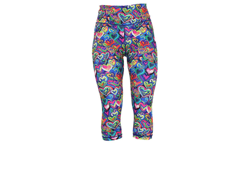 Capri Painted Love Leggings with pockets