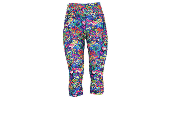 Capri Painted Love Leggings with pockets