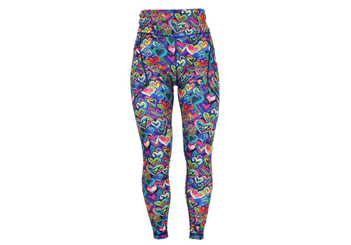 Winter Painted Love Leggings with Pockets