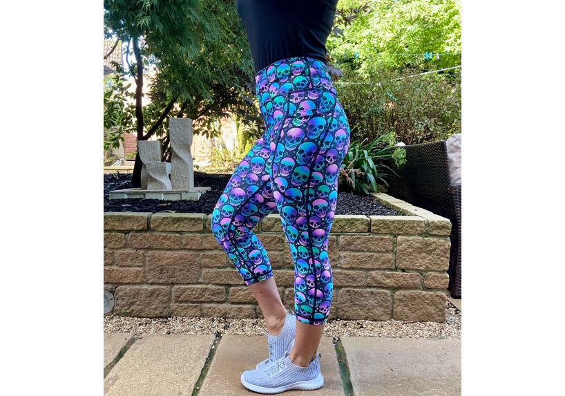 Sturdy By Design Funky Patterned Capri Running Leggings Activewear