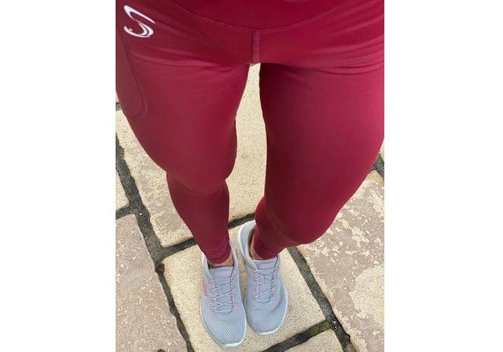 Dark Red Essentials Leggings