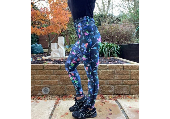 Watercolour Garden leggings with pockets